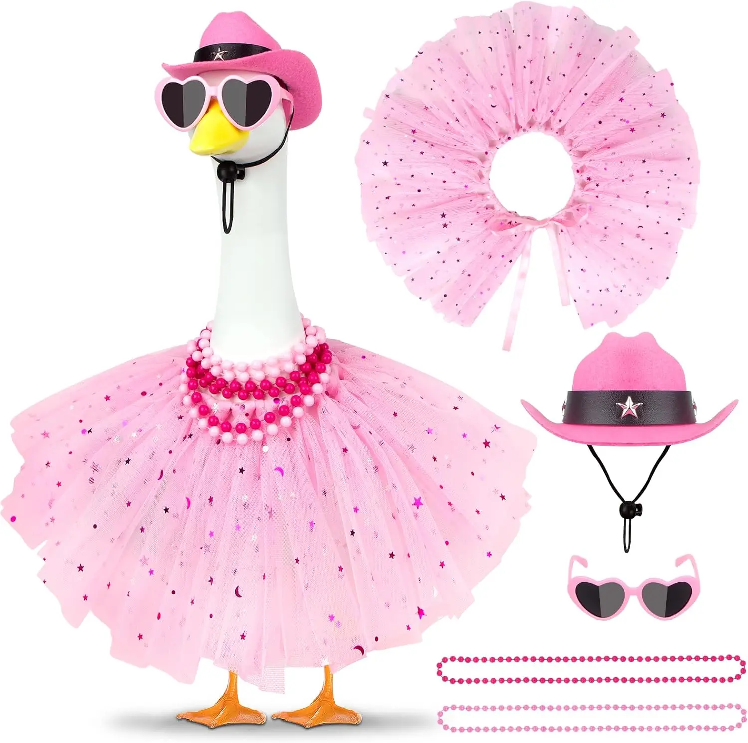 Princess Porch Goose Outfits Summer Goose Clothes, Cute Goose Outfit with Tutu Saree Costume Fits 17-23 inches for Outdoor Garden Lawn Art Decor