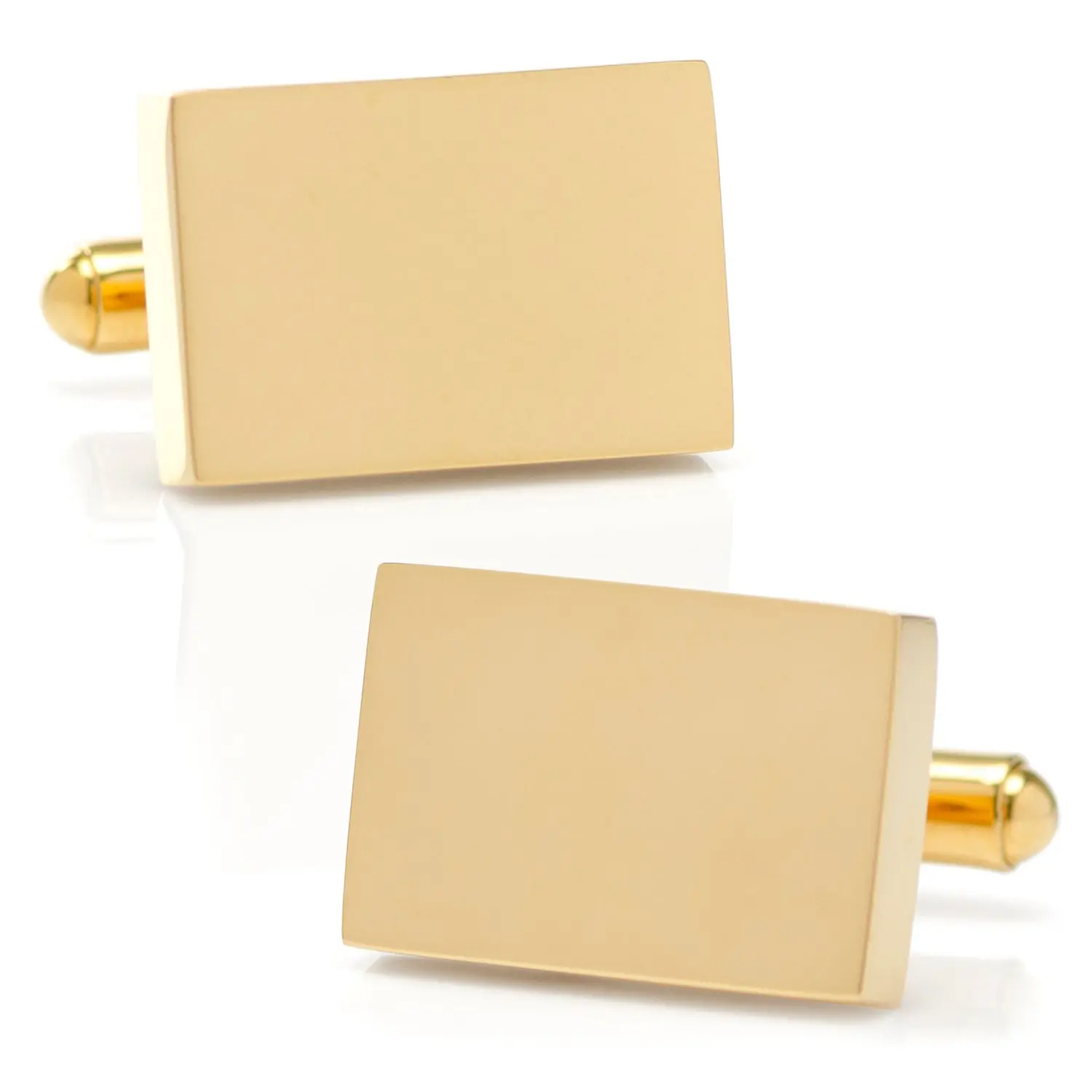 Stainless Steel Gold Plated Block Engravable Cufflinks