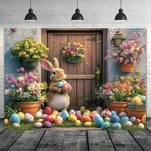 Spring Easter Colorful Tapestry, Rabbit and Floral Design, Multi-functional Wall Hanging, Suitable for Family Gatherings and General Festive Occasions, Living Room and Bedroom Festive Wall Art