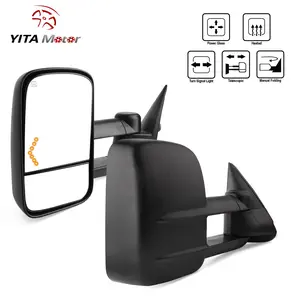YITAMOTOR Power Heated Tow Mirrors for 2003-2006 Chevy Silverado Sierra 1500 2500HD Signal with Turn Signal Light Telescopic Manual Folding Features