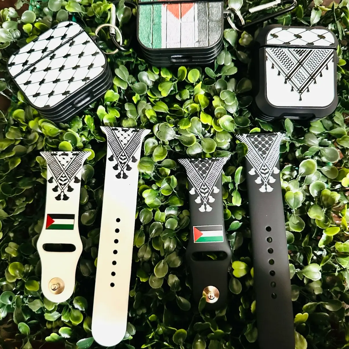 Palestinian Themed Silicone Watch Band - Very Durable, Available in black and white Kuffieh