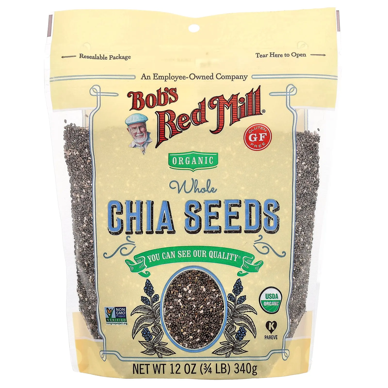 Bob's Red Mill Organic Chia Seeds, Whole , 12 oz (340 g) Bob's Red Mill Organic Chia Seeds, Whole , 12 oz (340 g)