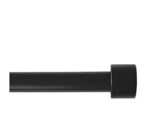 Adjustable Single Curtain Rod Set with 3/4" Matte Black End Cap, 30-84"