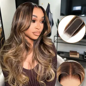 LUCKSTAR #Summervibes P4/27 2x6 HD Lace Closure Skinlike 0.10mm Ultra-thin Invisible Lace Pre-Bleached Knots Highlight Honey Blonde Body Wave Vietnamese Human Hair Closure