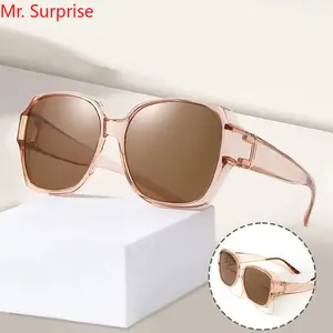 Fashion Round Polarized Sunglasses Cover Over Myopia Prescription Glasses Portable Men Women Vintage Fishing Driving Eyewear