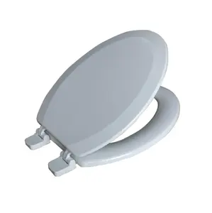 Elongated White Wood Toilet Seat - Easy Clean, Versatile Design, Ideal for Various Bathroom Uses