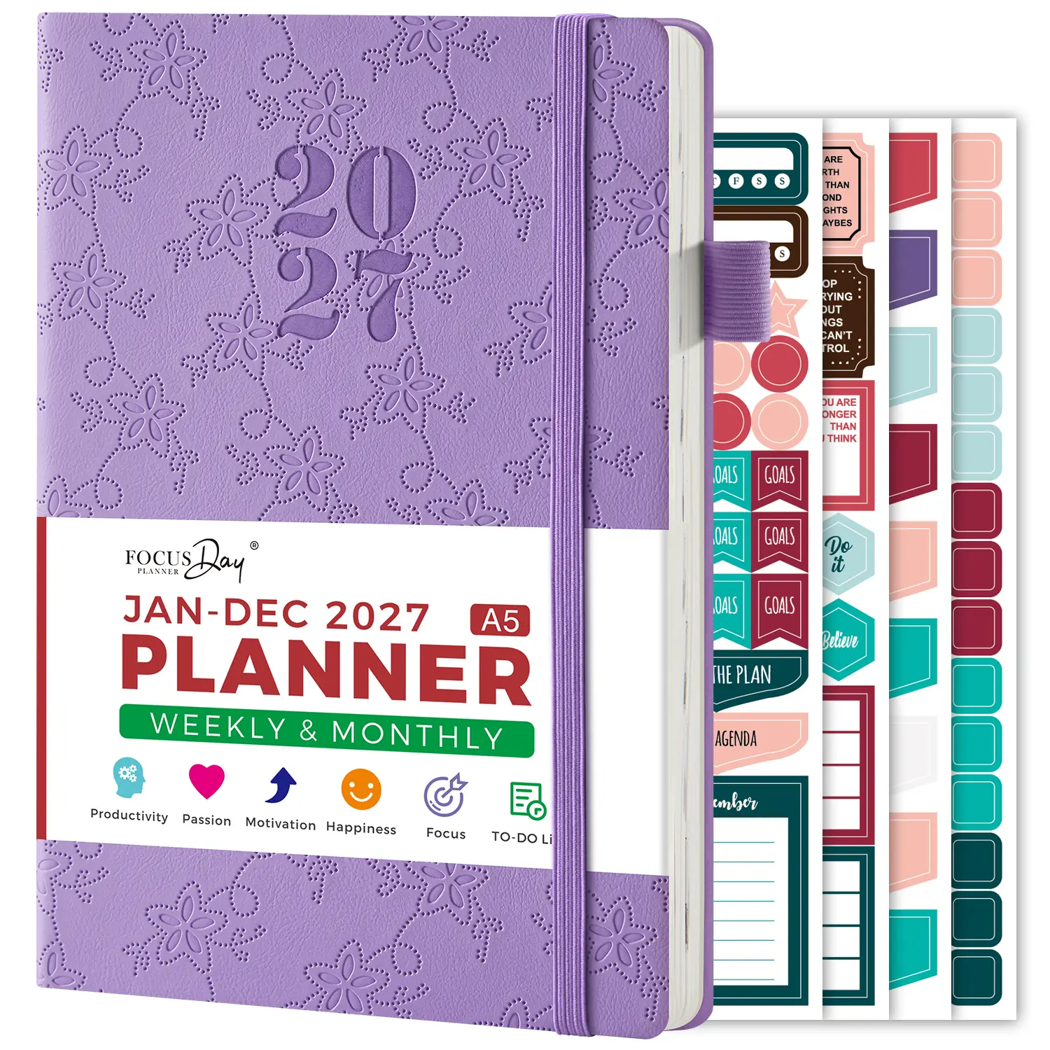 2027 Weekly & Monthly Planner, Jan 2027-Dec 2027, Calendar Planner For Women, With Monthly Tabs, Inner Pocket, 100GSM Premium Paper, Softcover Agenda Book For Daily Planning & Organising, 5.74"x8.34"