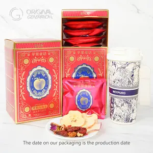 BOGO Apple Fairytale Tea 2 Cartons (1 Carton 136g 17g×8pcs)x2 Caffeine Free 1 Pack Make 100oz Tea With Apple Slices , Jujube, Hawthorn, Wolfberry, Rose, Longan With Forest Thermos