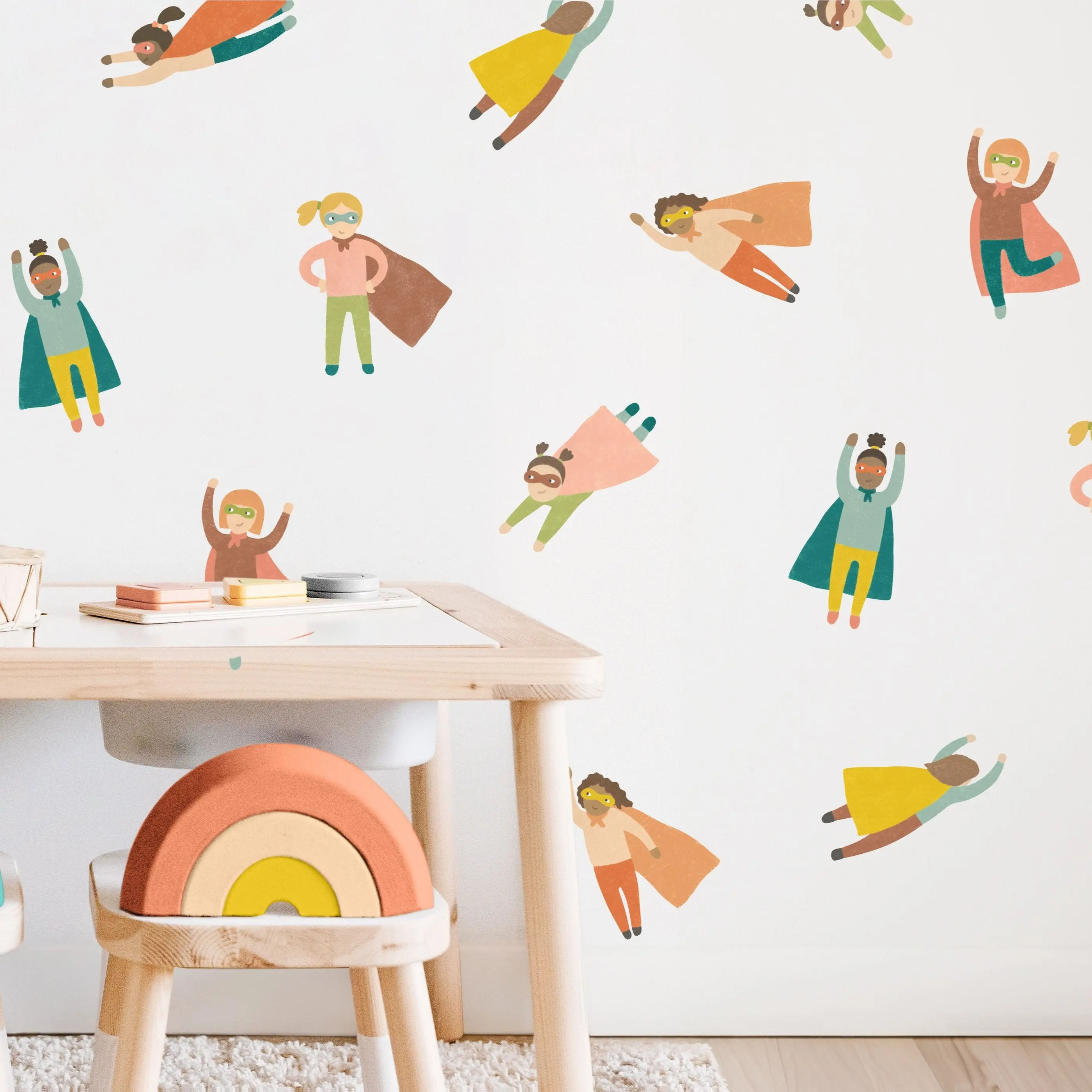 Superhero Girl Wall Decals - Removable & Reusable Fabric Wall Stickers
