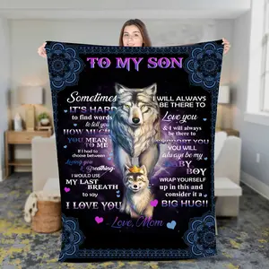 Modern Print Wolf Fleece Sherpa Blanket for Son, Grandson - Soft and Cooling Material - Christmas Blanket