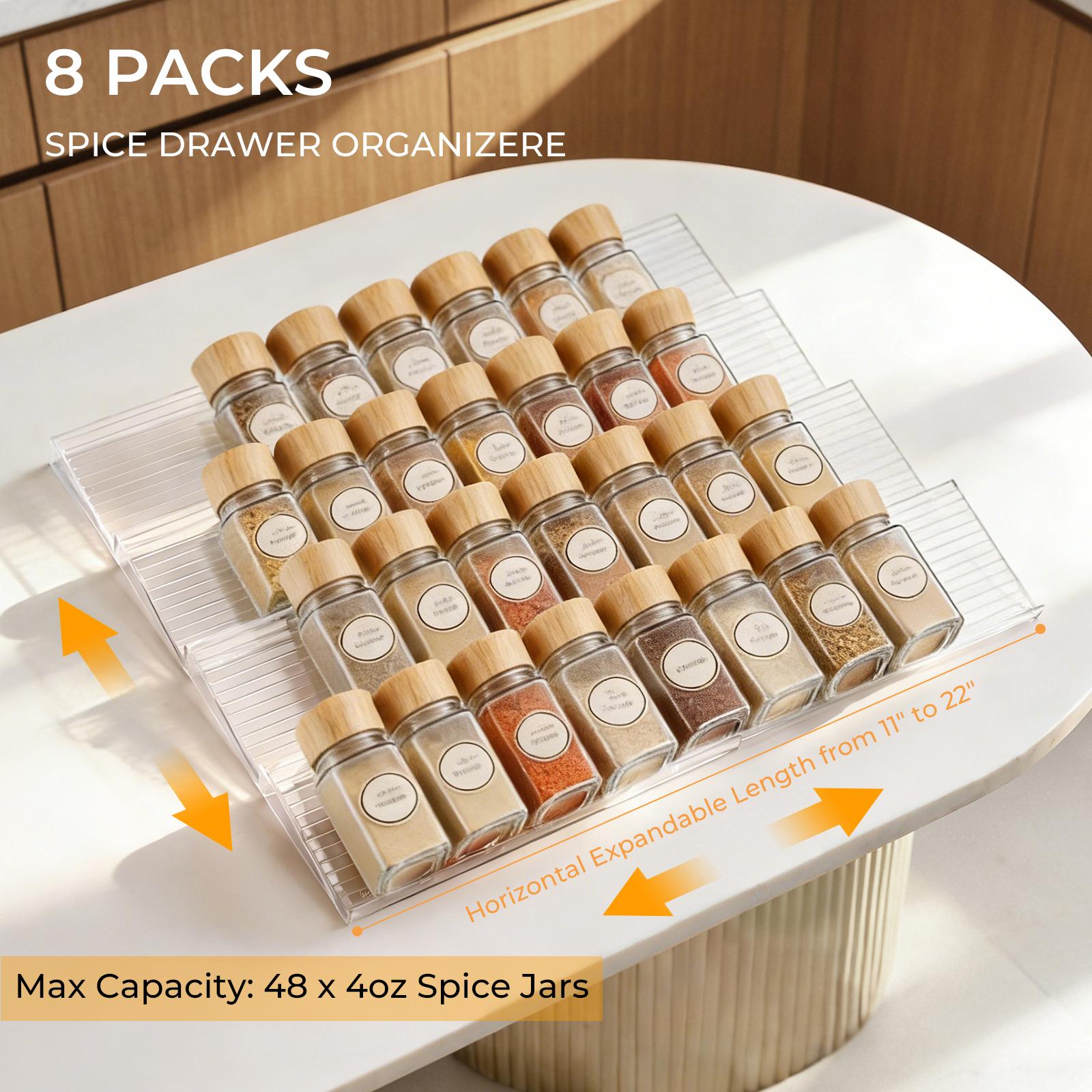 UFORU  4/8 piece transparent acrylic spice drawer storage box | expandable double-layer spice drawer inner box | can be used for drawer transparent acrylic kitchen storage artifact