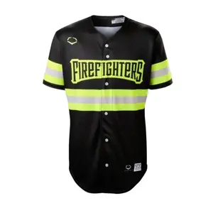 Firefighters EvoShield Jersey - Black, Banana EvoShield Baseball Jersey - Yellow Pin Stripe Hot For Fans dfyt