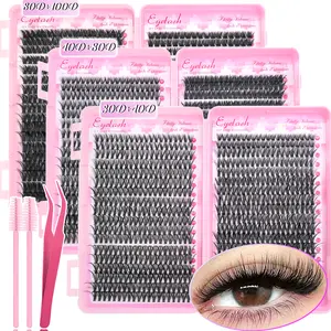 720PCS Eyelash Extension, Individual Volume False Eyelashes, DIY Lash Extension Kit, Eyelash Cluster D Curl, Free to any style Eyelash Styles, 8-16mm Mixed Style Natural Thick and Thickened Style with Eyelash Tools for Personal Use, DIY Eyelash Extensions