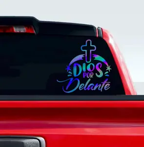 Dios por Delante Sticker  Adhesive Vinyl Decal car vehicle Star