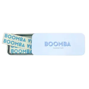 BOOMBA Magic Strips - Clear Adhesive Double-Sided Tape for Extra Security - 20 Pieces in Tin - Skin Safe & Easy to Peel - Fashion Tape for Women