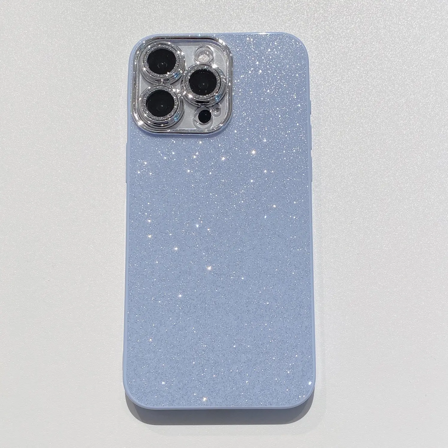 Glitter Sparkle Phone Case With Integrated Electroplated Camera Lens Cover, Shockproof Soft Silicone Protective Case For iPhone