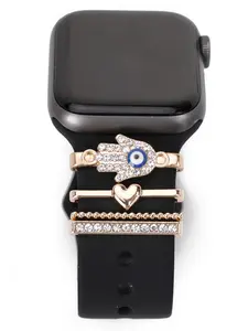 Fashionable Watch Band Decorative Ring Loop, Rhinestone Decor Heart & Eye Design Watch Band Accessories for Women & Girls, Trendy Watch Accessories for Birthday Gift, for Strap Watch, Smart Watch Accessories, Smart Watch Straps