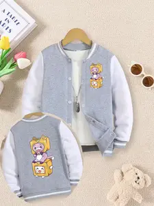 Lankybox's Accessories: Boxy, Foxy. Foxy Is A Trendy Baseball-Style Jacket For Boys And Girls In Spring And Autumn Seasons. It's A Fashionable, Casual, Comfortable, And Versatile Outerwear Suitable For Daily Use And Outdoor Activities.Ideal Gift Choice.