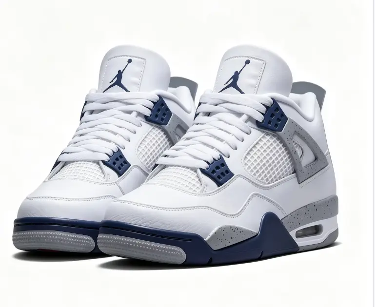 Unisex Retro Mid Top Basketball Sneakers White Navy Grey Casual Fashion Shoes Breathable Mesh Cushioned Sports Trainers for Men Women Daily Street Footwear