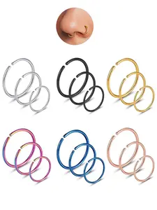 18Pcs Nose Rings Hoops for Women Men, Hypoallergenic Surgical Steel Nose Ring, 20g & 6/8/10mm Nose/Cartilage/Lip Rings Earrings, Perfect Gift for Piercing Lovers, Body Piercings Set, Body Piercing Jewelry