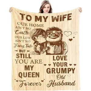 CENSIHER Gift for Wife from Husband to My Wife Blanket Wedding Anniversary Romantic Gifts for Women Birthday Christmas Valentine's Mother's Day Healing Thoughts Blanket Presents for Her Warm nap Blanket