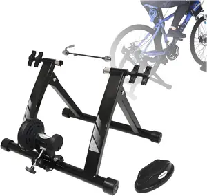 HTTMT- Black Indoor Bike Trainer Stand Portable Magnetic Stainless Steel Exercise Bicycle Bike Trainer Stand Fit 26"-28",700C Wheels