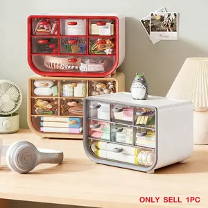 Multifunctional Desktop Storage Box, Large Capacity Organizer for Student Dorms, Cosmetics and Stationery, Transparent Drawer, Desk Accessories