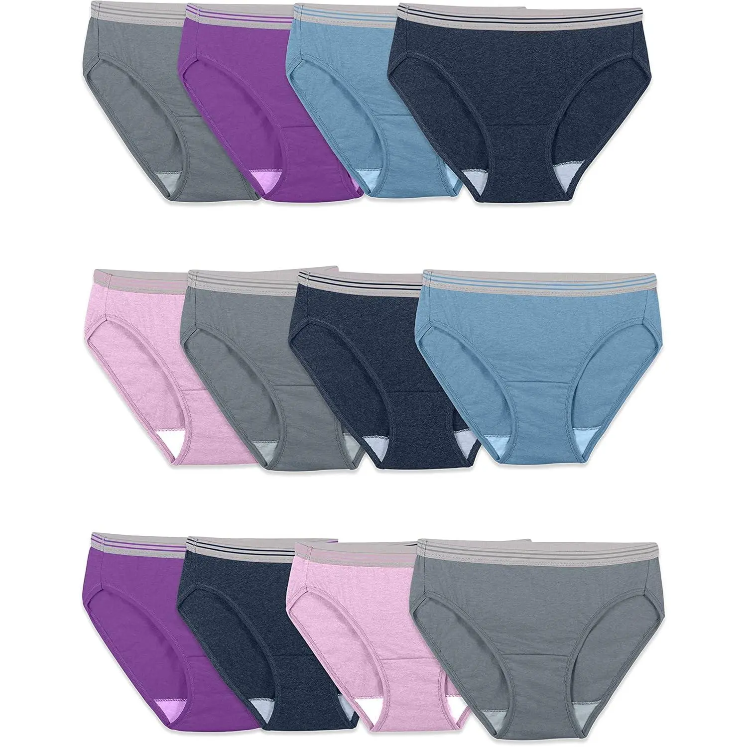Women's Plain Seamless Solid Cotton Basic Daily Wear Underwear Multipack - Tag-Free, Breathable, Soft Comfy Eversoft, Casual Pull-On Sporty Set for Outdoor Use, Plus-Size Available