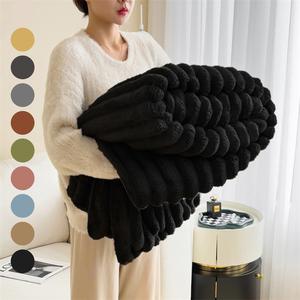 faux rabbit fur soft fleece blanket, soft warm & cozy throw blanket, versatile all-season gift for home, office, travel, twin/full/queen/king available in various sizes