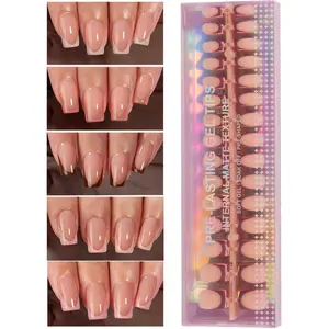 150pcs Flesh Tone French Tip Press-On Nails – Soft Gel Matte Finish