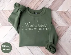 Happy Camper Sweatshirt, Camper Sweatshirt, Nature Lover Gift, Campfire Sweatshirt, Camping Lover, Gift For Campers, Adventure Shirt