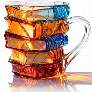 Chapter Book Mug Novelty Coffee Mugs, 3D Painted Book Mugs for Books Lovers, Novelty Books Coffee Cup, Glass Coffee Cup Gift for Readers