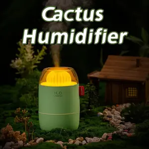 Cactus Mini Humidifier - Cute USB Personal Humidifier for Bedside & Sleep, Quiet Ultrasonic Cool Mist, Auto Shut-Off, for Dry Air, Baby Nursery, Bedroom, Office & Travel