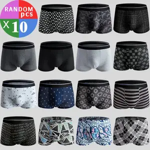 [10pcs / Pack]Men's Random Multicolor Boxer Briefs, Breathable Comfy Underwear for Daily Wear, Underwear for Men, Casual Men's Underwear for All Seasons