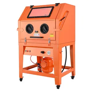 VEVOR 245 Gallon Sandblasting Cabinet with Pressurized Tank, Heavy Duty Steel Sand Blasting Cabinet on Wheels - with 32 Gallon Media Hopper 1.6HP Dust Collector for Oversized Parts Surface Finishing