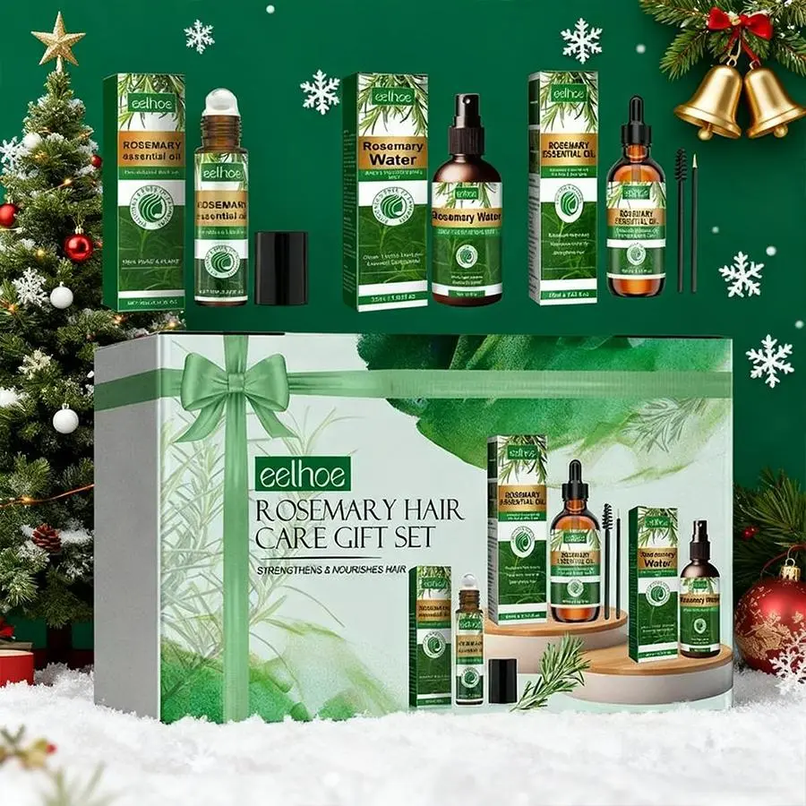 Rosemary Hair Care Gift Set, 3 Counts/set Including Hair Oil, Roller Oil & Spray Water, Haircare & Styling Product for Women & Men, Christmas Hamper, Christmas Gift, Strengthens Hair