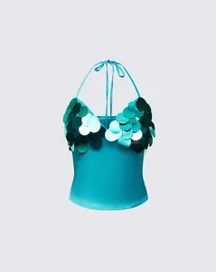 Pearle Green Disc Sequin Cami Top