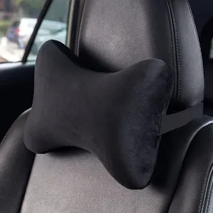 2pcs  memory cotton neck pillow -100% polyester soft flannel car headrest and seat cushion - breathable, supportive pillow