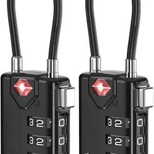 TSA Approved Cable Luggage Locks, Re-settable Combination with Alloy Body