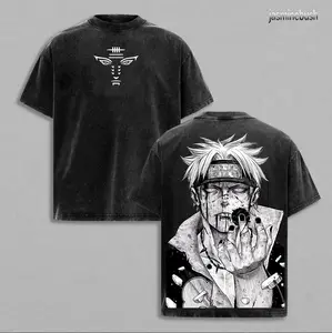 Pain Nagato Rain Village Vintage Oversize Unisex T-Shirt Washed, Double Printed Cool Anime Graphics Tee, Anime Outfit, Design Shirt, Anime Merch, Gift For Anime Fan, For Anime Fans