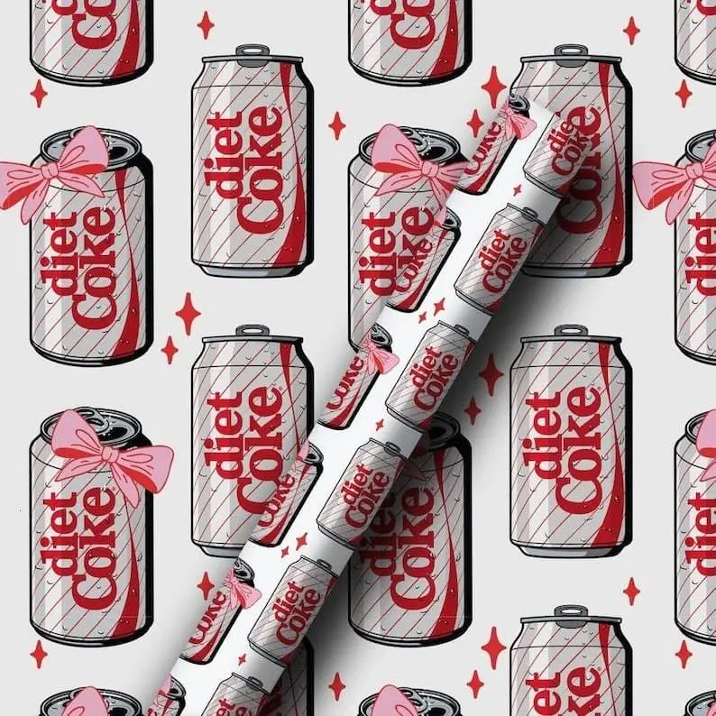Diet Coke Christmas Paper, Funny Soda Lover Gift Wrap Roll, Holiday Drink Themed Wrapping Paper 2025