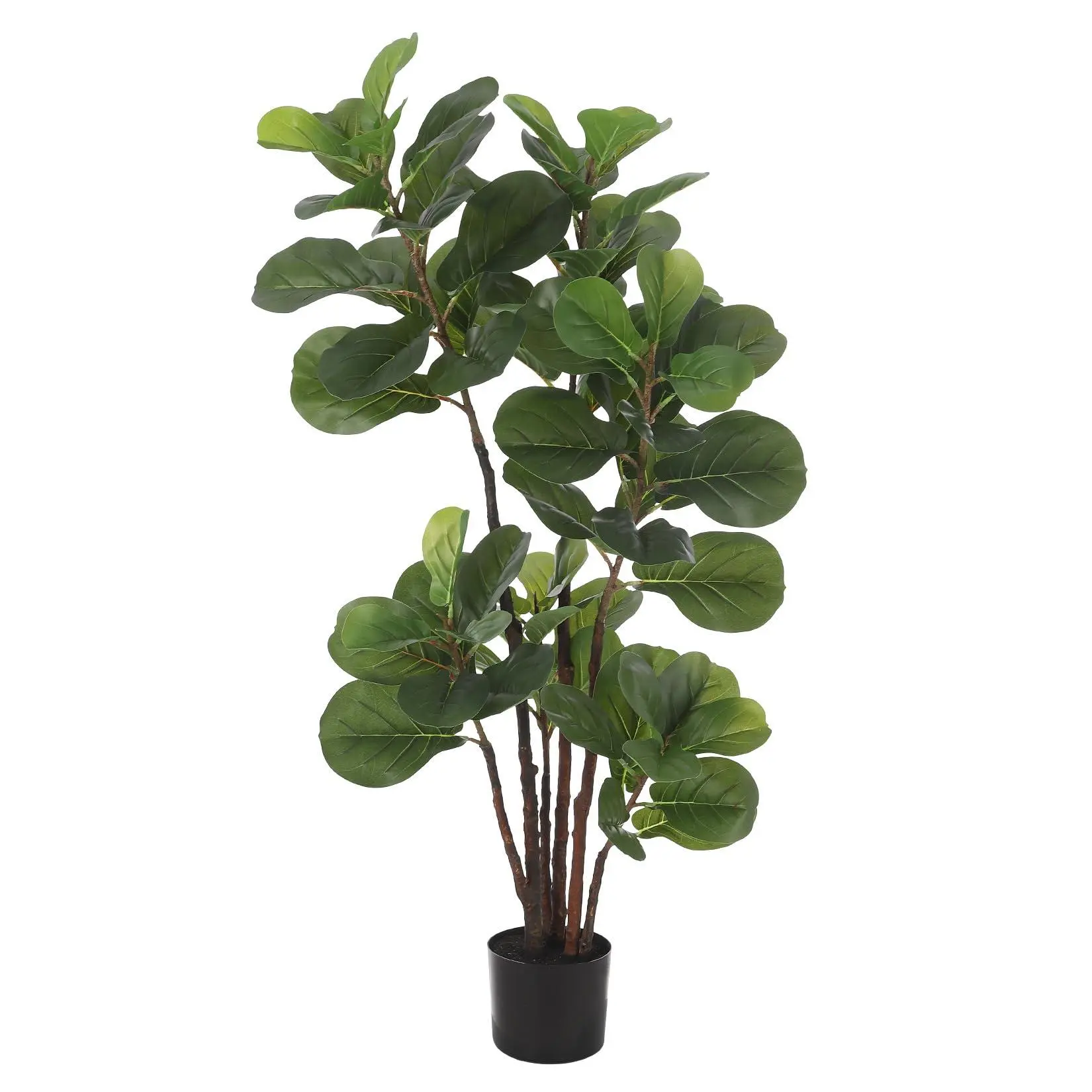 4 Ft Plastic Artificial Fiddle Leaf Fig Tree - Faux Ficus Lyrata with 72 Leaves in Pot, Decorative Fake Green Plant for Indoor Home Office Decor, Room Decor