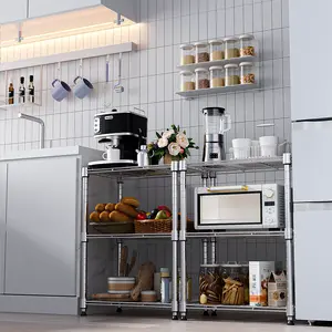 450 lbs Wire Storage Shelving 3-Tier Utility Unit Steel Organizer Chrome/White/Gray 11.8" D x 17.7" W x 26.3" H for Home Kitchen Office