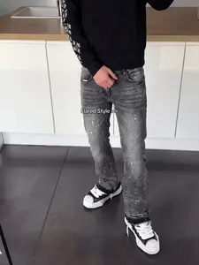 Men's Street Style Casual Denim Jeans, All Seasons Fit, Pure Color Straight Leg Jeans, Fashionable Loose-Fitting Long Trousers