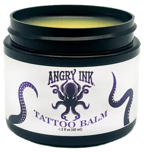 Angry Ink Tattoo Balm with Natural Ingredients | Aftercare for Fast Recovery. NO PETROLEUM. Soothing comfort for redness and itching. Great used as a Glide! (2 oz)
