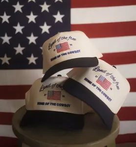 Patriotic "Land of the Free" Cowboy Caps – American Flag Embroidered Hats