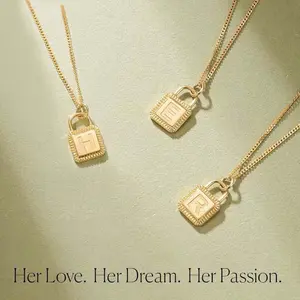 Lock A to Z square necklace golden 26 letters o-shaped clavicle chain female jewelry