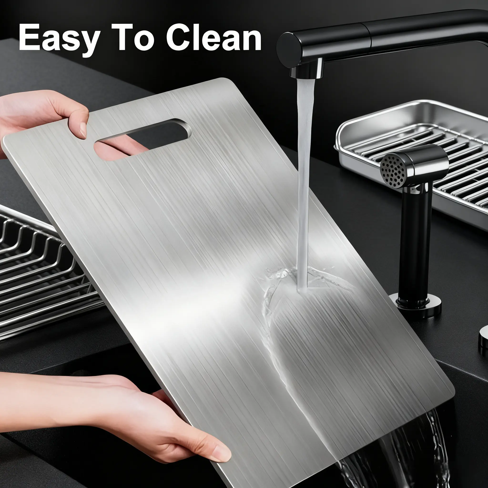2026 Premium Titanium Stainless Steel Metal Kitchen Chopping Board, Portable Lightweight Modern Cutting Board, Double-Sided Food Grade, Scratch-Resistant, Easy-Clean, Hygienic, Durable, Ideal for Meat/Fruit, Mother's Day Gift, Outdoor