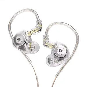 ​KZ EDX Pro X Dynamic Drive HiFi Earphones Bass Headphone Sport Music Noise Cancelling Headset 0.75mm 2PIN Detachable Cable Wired In-Ear Monitor IEM for Gaming Studio Recording Gym Running Compatible with iPhone Android PC - Crystal Clear Transparent