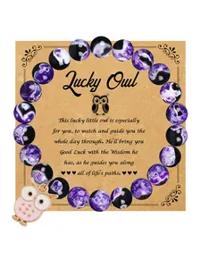 1PC Christmas Gift, Valentine‘s Day, Birthday Present, Thanksgiving Mother's Day - Unisex Appeal Wisdom Symbolic Owl Beaded Craftsmanship Bracelet, Meaningful Gift for Mom Aunt Sister Daughter Son Teacher Friends | Wisdom Owl Animal Spirit Jewelry